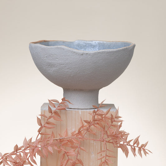 Ciotola Alzata in Ceramica Beige e Blu